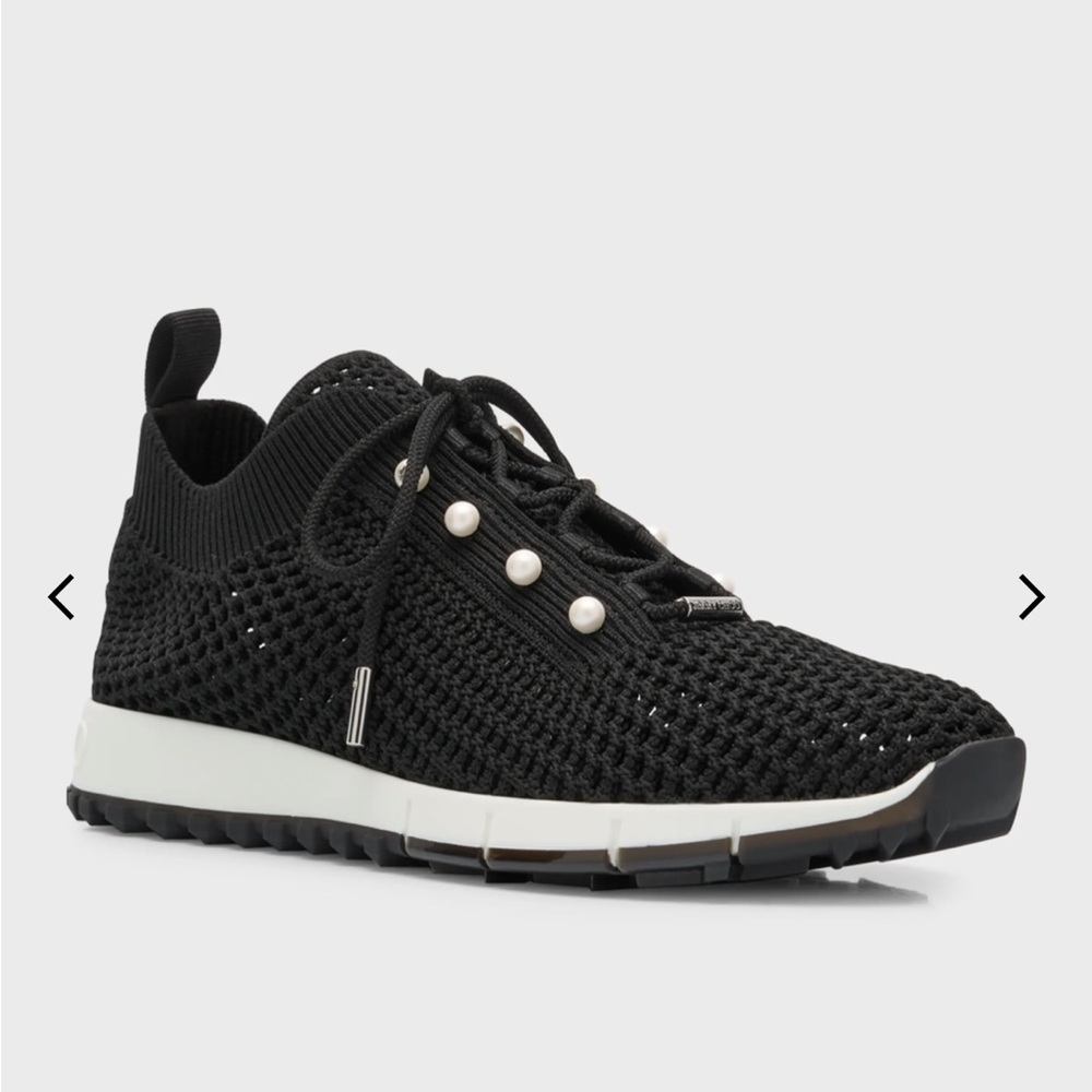 Jimmy Choo Veles Knit Pearly Lace-Up Sneakers size 41 NWT